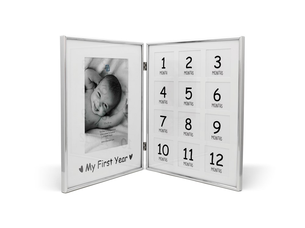 Fotorahmen Baby für 13 Fotos 2-Fach, versilbert anlaufgeschützt
